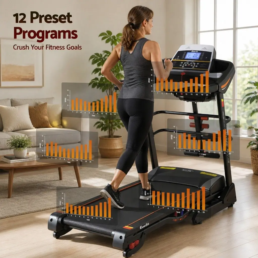 Electric Treadmill Home Gym Fitness Machine 18 Speed 5 Inch LCD Display Black