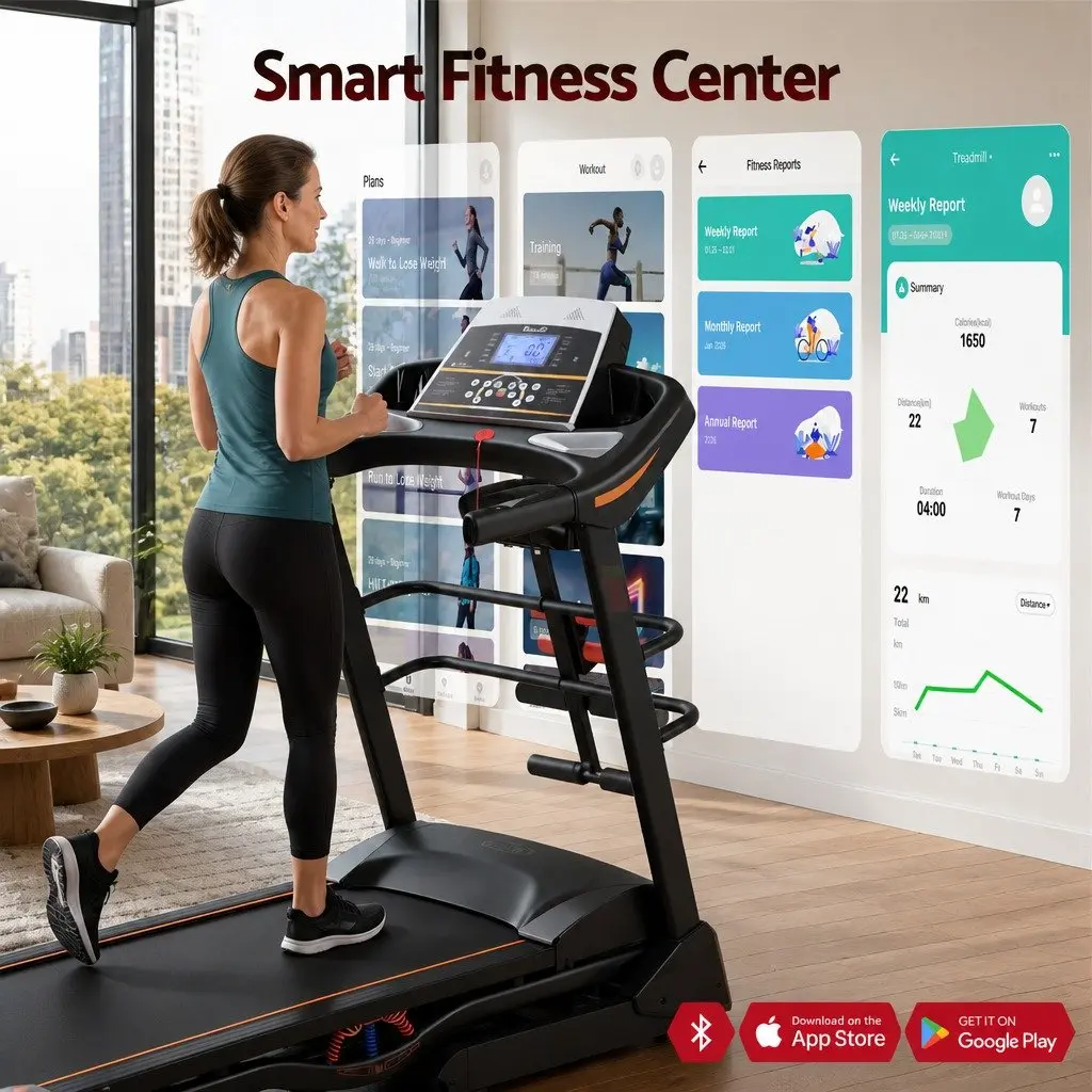 Electric Treadmill Home Gym Fitness Machine 18 Speed 5 Inch LCD Display Black