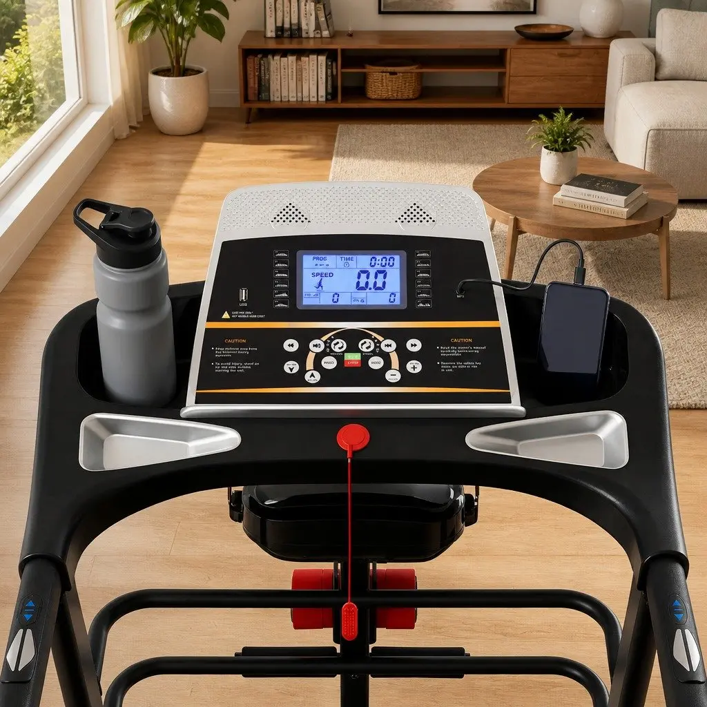 Electric Treadmill Home Gym Fitness Machine 18 Speed 5 Inch LCD Display Black