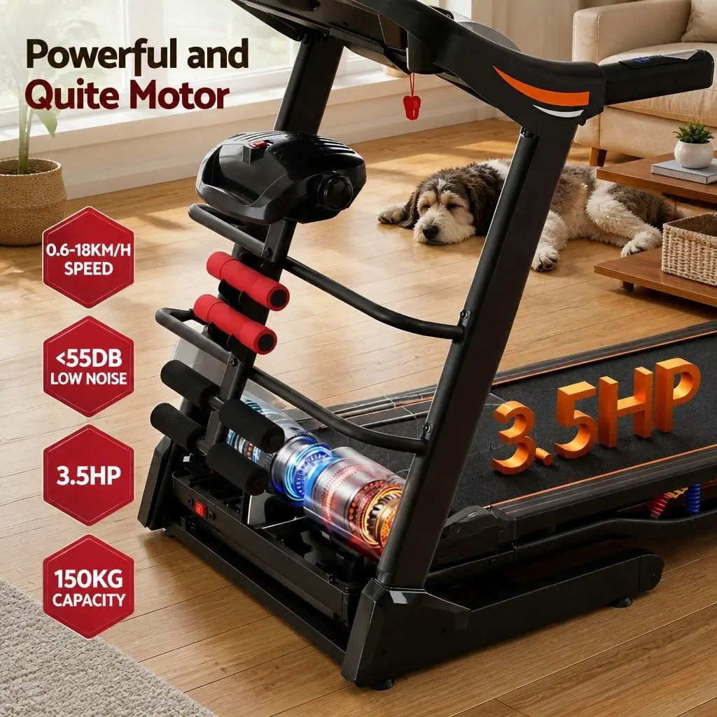 Electric Treadmill Home Gym Fitness Machine 18 Speed 5 Inch LCD Display Black