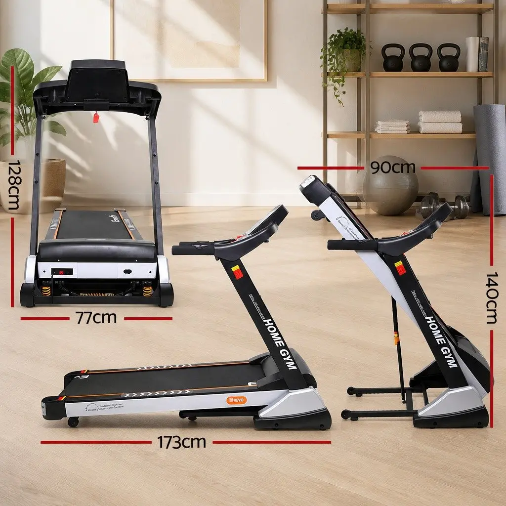 Electric Treadmill Home Gym Fitness Exercise Compact 18 Speed Levels 15 Incline Black and White