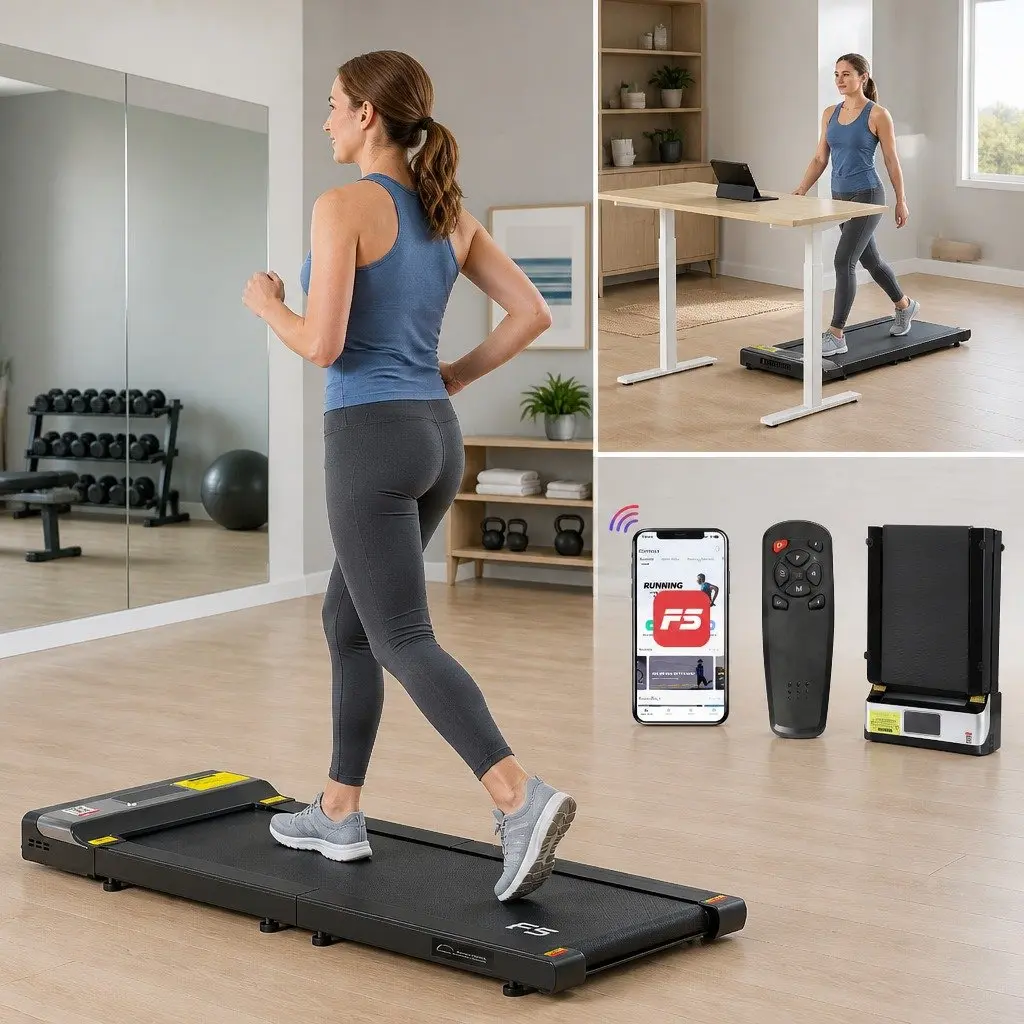 Under Desk Treadmill Foldable Electric Walking Pad Home Gym Fitness Black