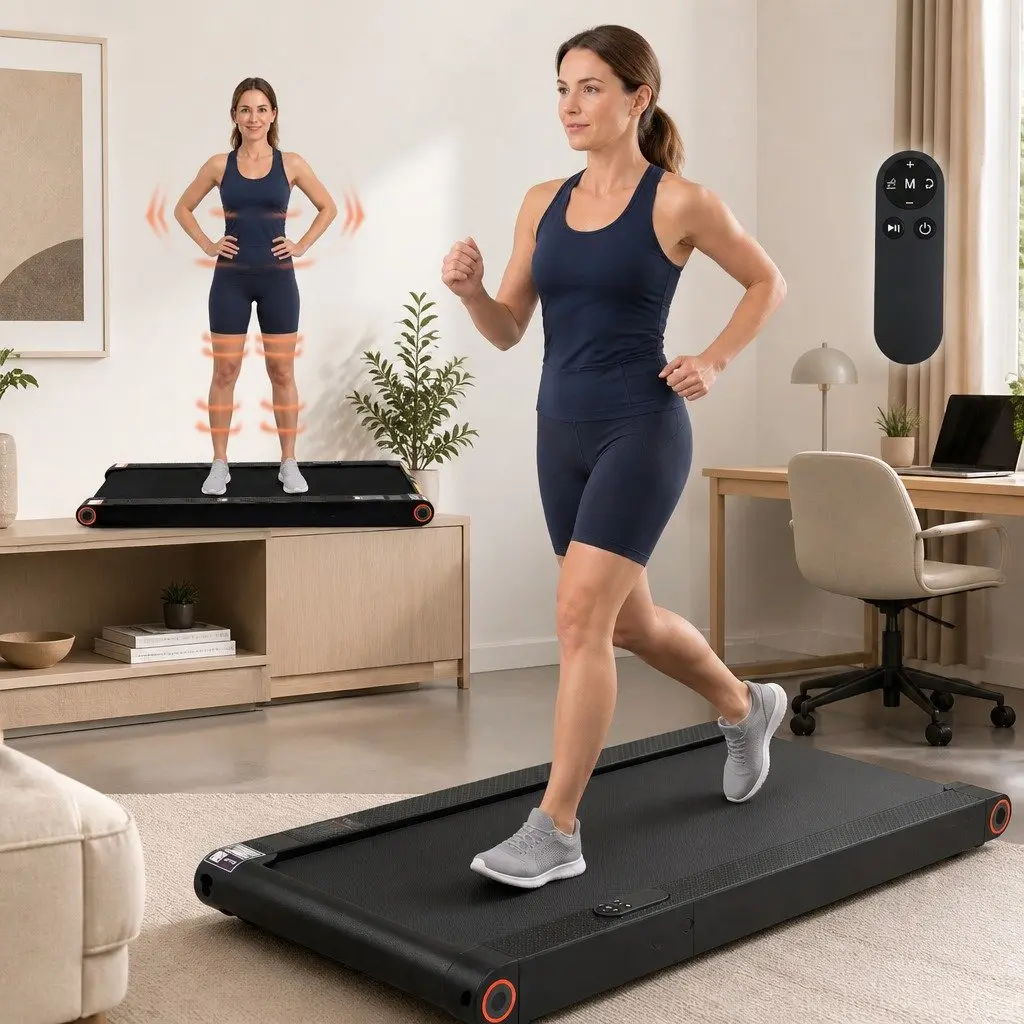 4-in-1 Walking Pad Treadmill Home Gym Machine 108cm Black