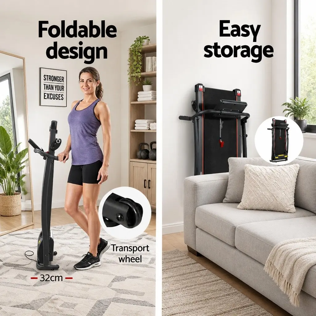 Electric Treadmill Home Gym Fitness Exercise Machine Foldable Compact Black