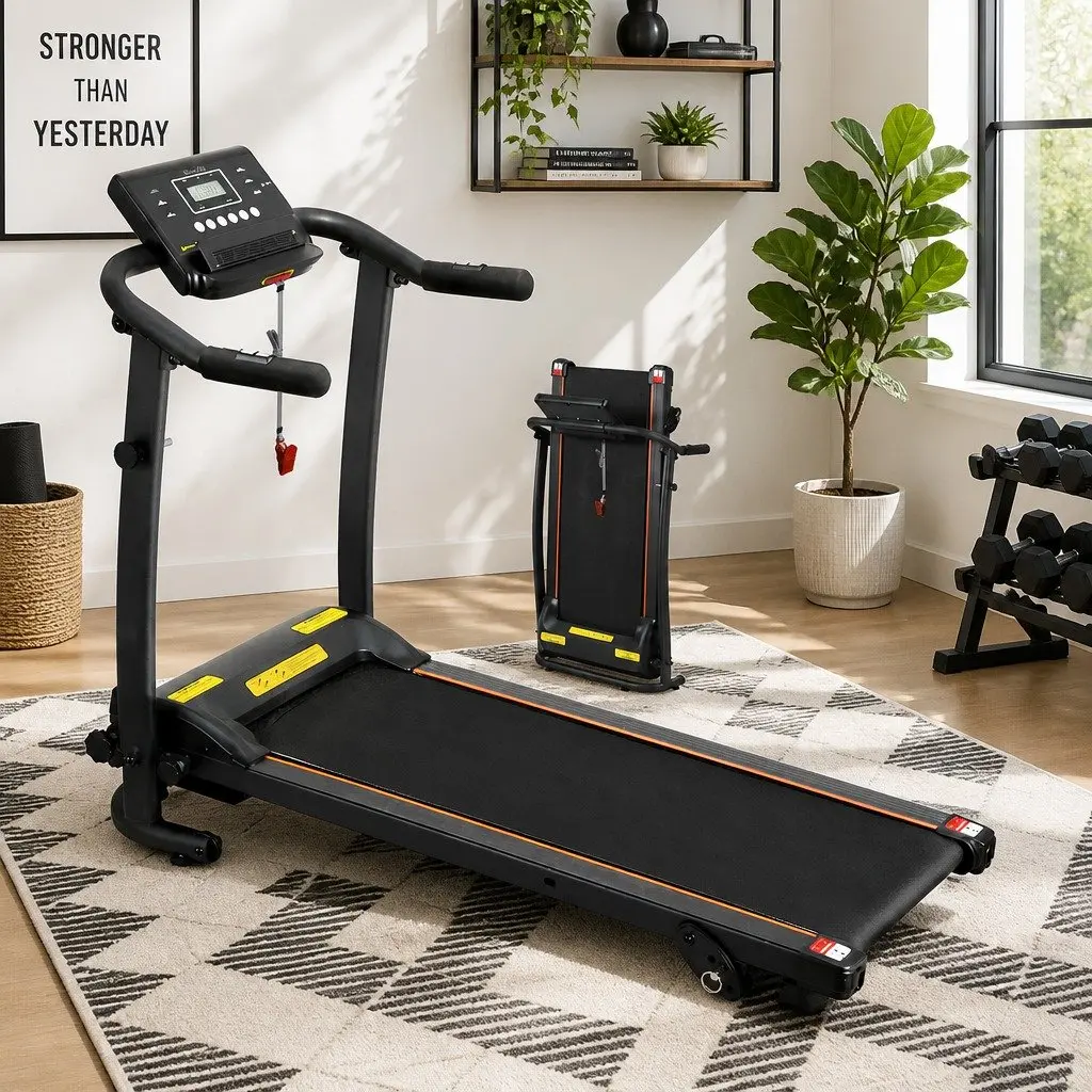 Electric Treadmill Home Gym Fitness Exercise Machine Foldable Compact Black