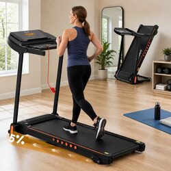 Electric Treadmill Foldable Home Gym Fitness Equipment 16km/h Incline 390mm Belt