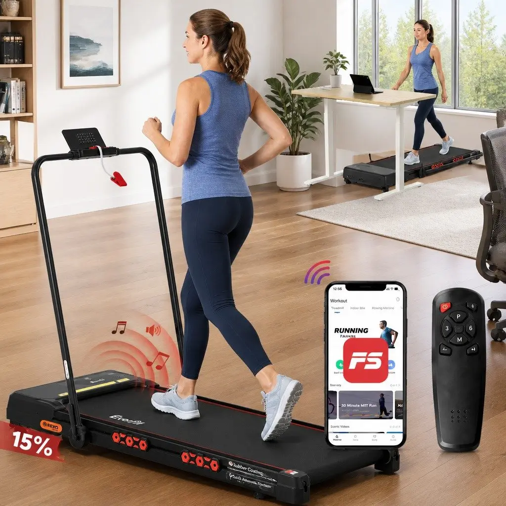 Electric Treadmill Walking Pad Auto Incline Foldable Under Desk Home Gym Black