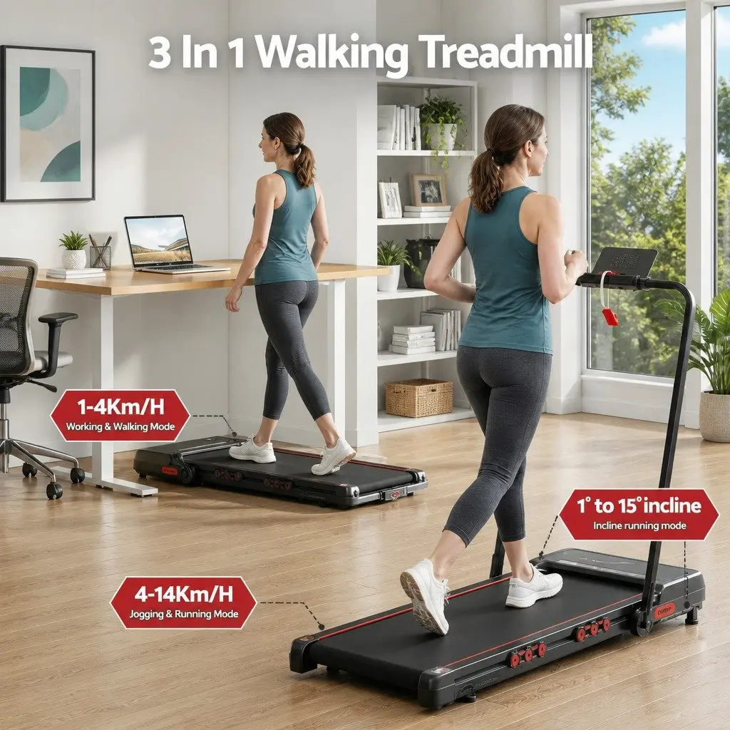 Electric Treadmill Walking Pad Auto Incline Foldable Under Desk Home Gym Black