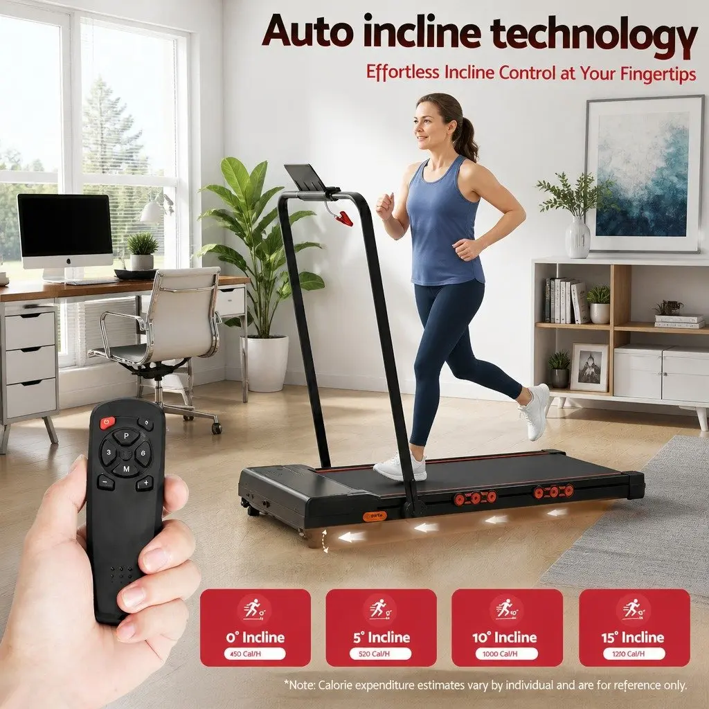 Electric Treadmill Walking Pad Auto Incline Foldable Under Desk Home Gym Black