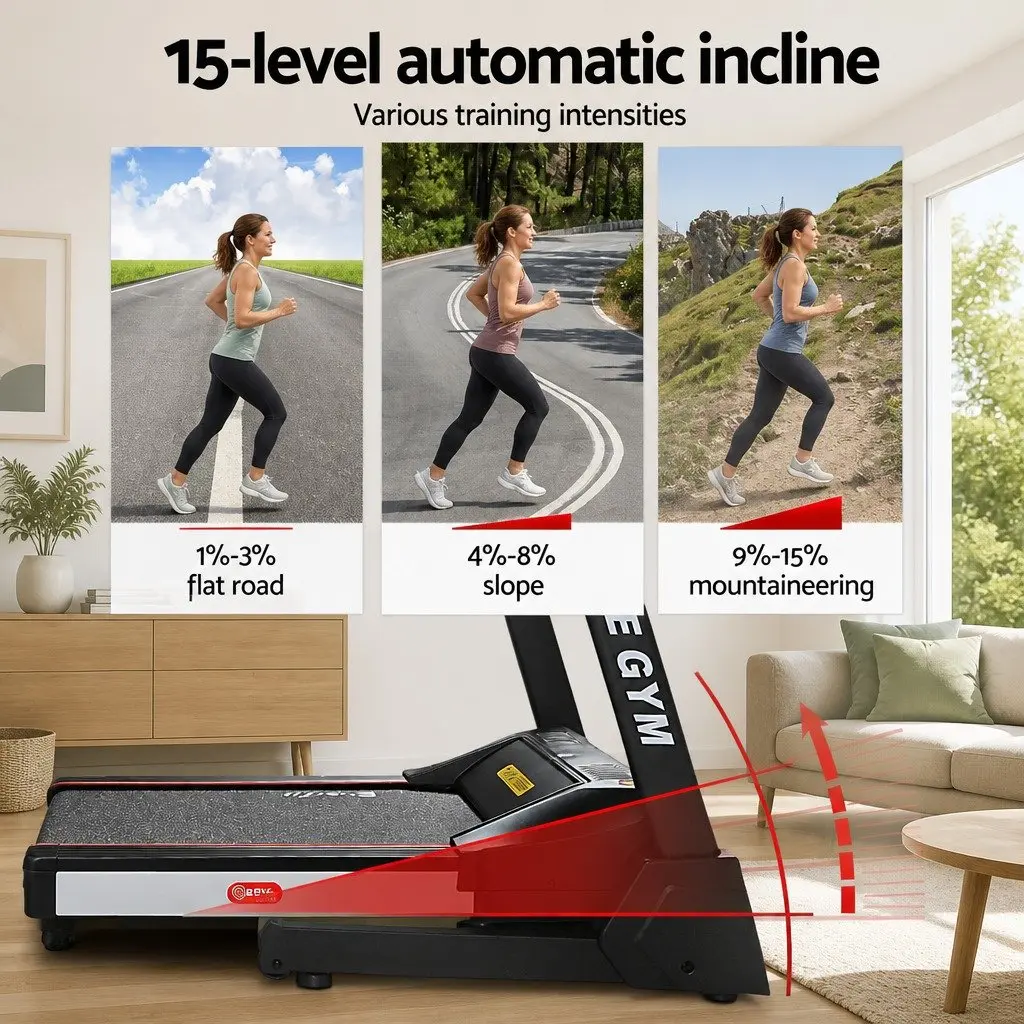Electric Treadmill Home Gym Fitness Exercise Machine 450mm Running Belt Black