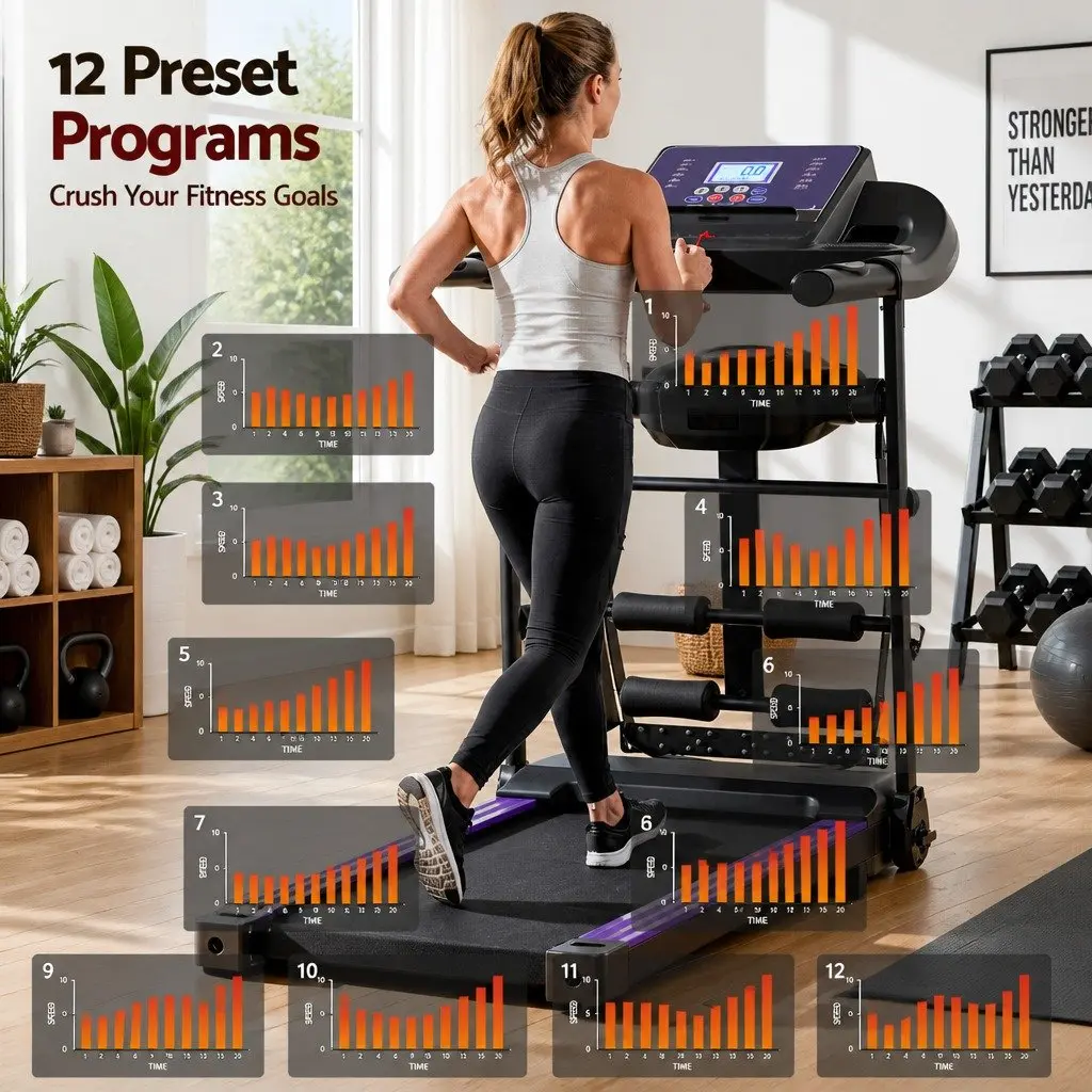 Electric Treadmill Home Fitness Exercise Machine 1215cm x 52cm x 110cm Black