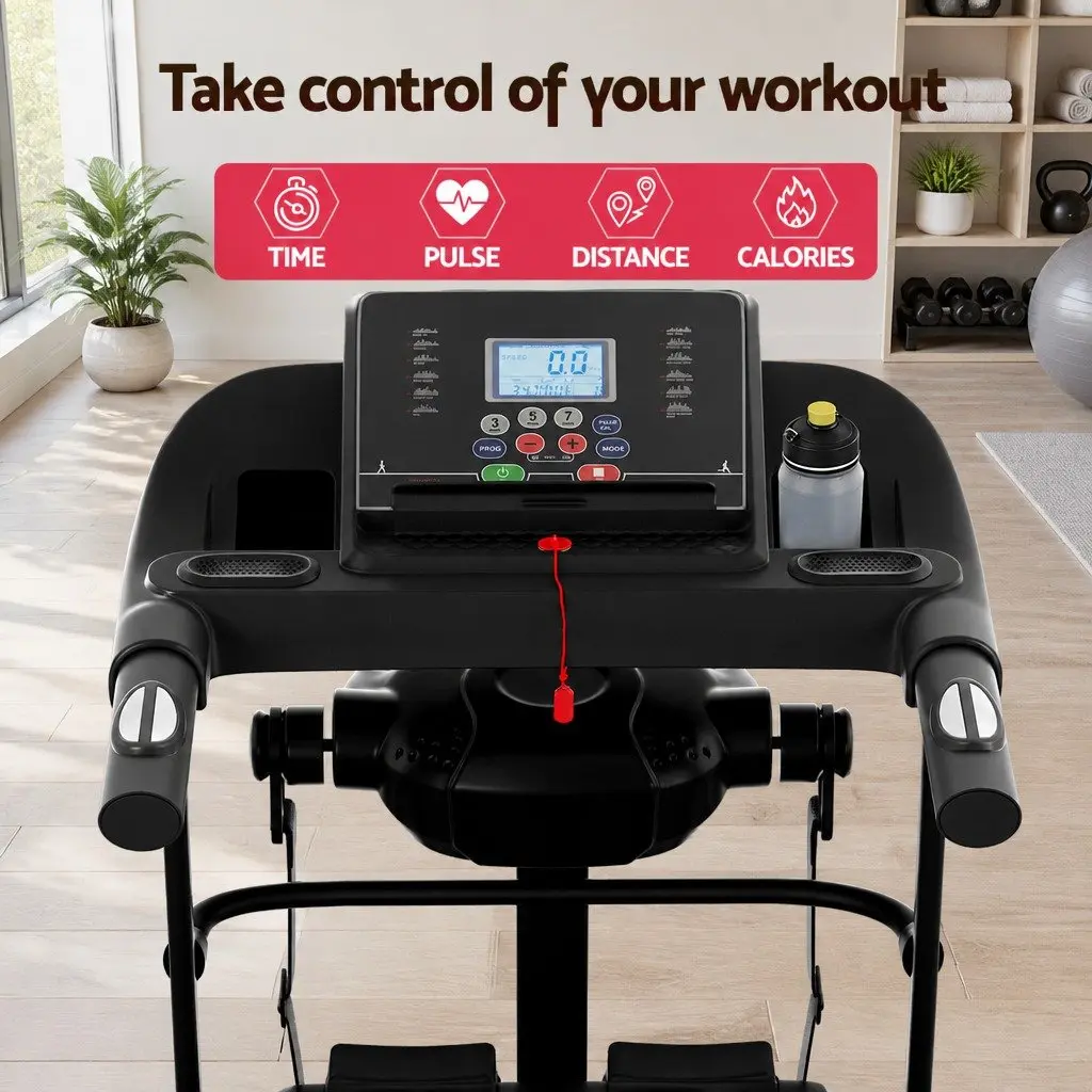 Electric Treadmill Home Fitness Exercise Machine 1215cm x 52cm x 110cm Black