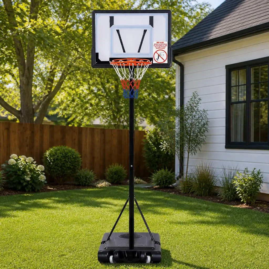 Basketball Hoop Stand Adjustable Height Portable 32 Inch Backboard Black