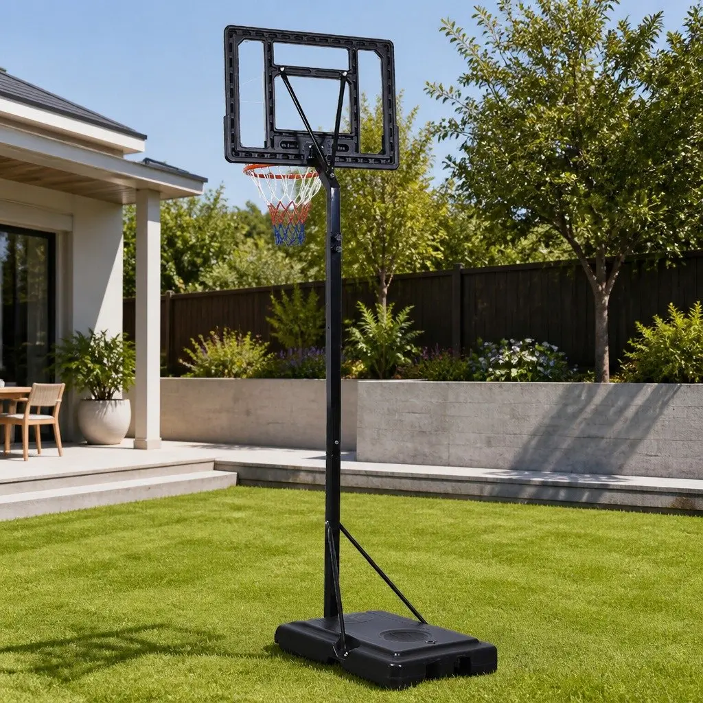 Basketball Hoop Stand Adjustable Height Portable 32 Inch Backboard Black
