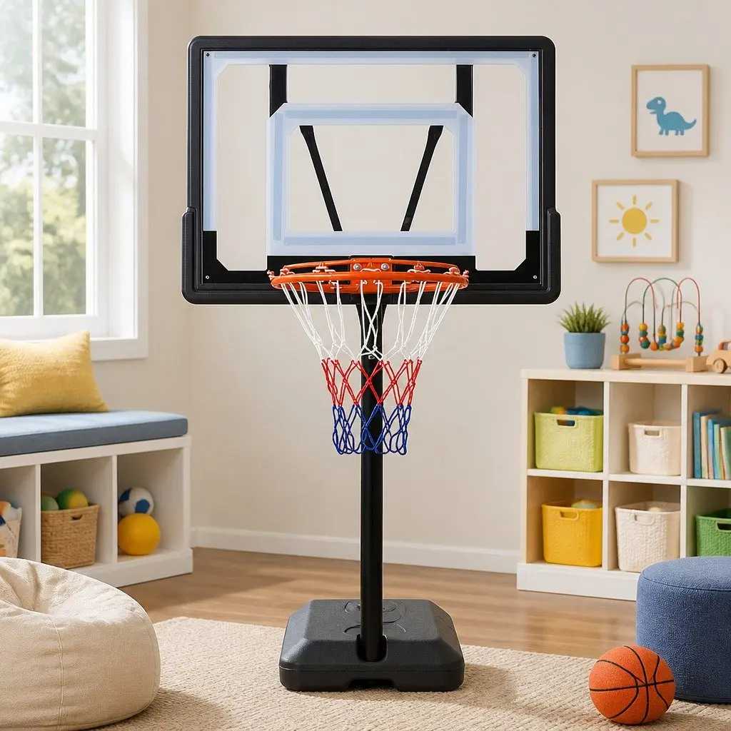 Basketball Hoop Stand Adjustable Height Portable 32 Inch Backboard Black