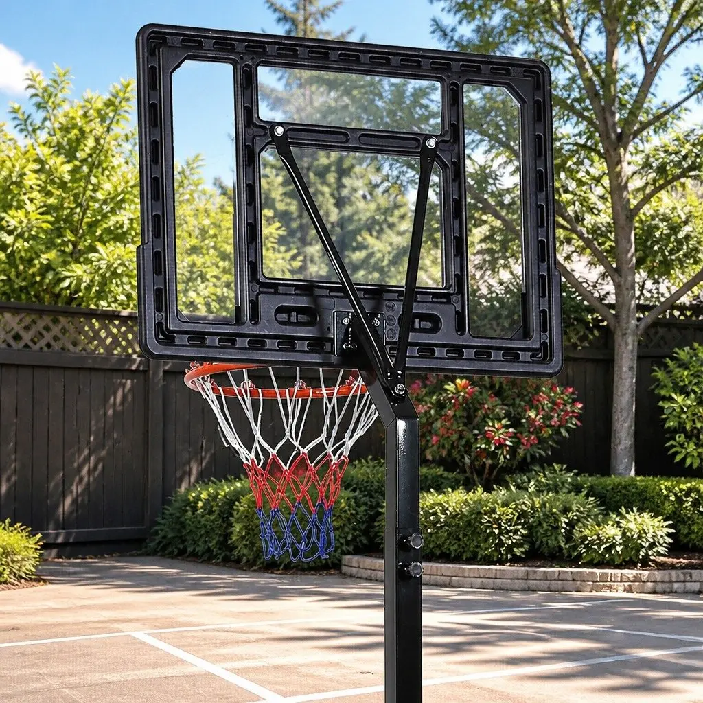 Basketball Hoop Stand Adjustable Height Portable 32 Inch Backboard Black