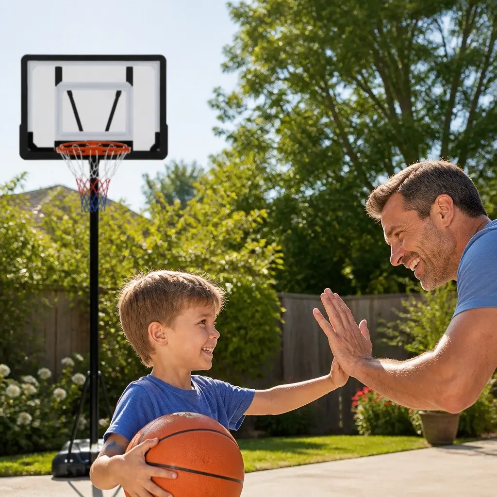 Basketball Hoop Stand Adjustable Height Portable 32 Inch Backboard Black