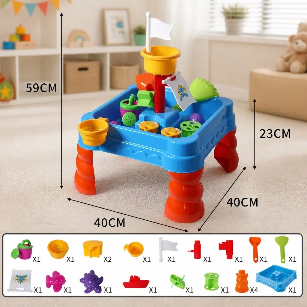 Kids Sand Water Play Table 2-In-1 Activity Toy Set Outdoor Indoor 40cm Multi-colour