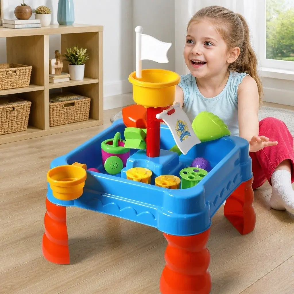 Kids Sand Water Play Table 2-In-1 Activity Toy Set Outdoor Indoor 40cm Multi-colour