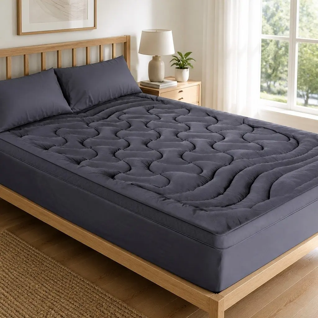 Mattress Topper 3-Zone Comfort Double Bed Charcoal Microfibre 4.5cm Thickness