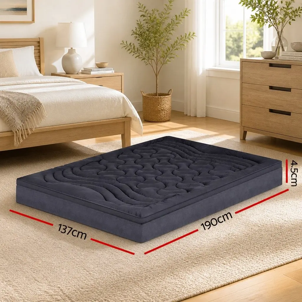 Mattress Topper 3-Zone Comfort Double Bed Charcoal Microfibre 4.5cm Thickness