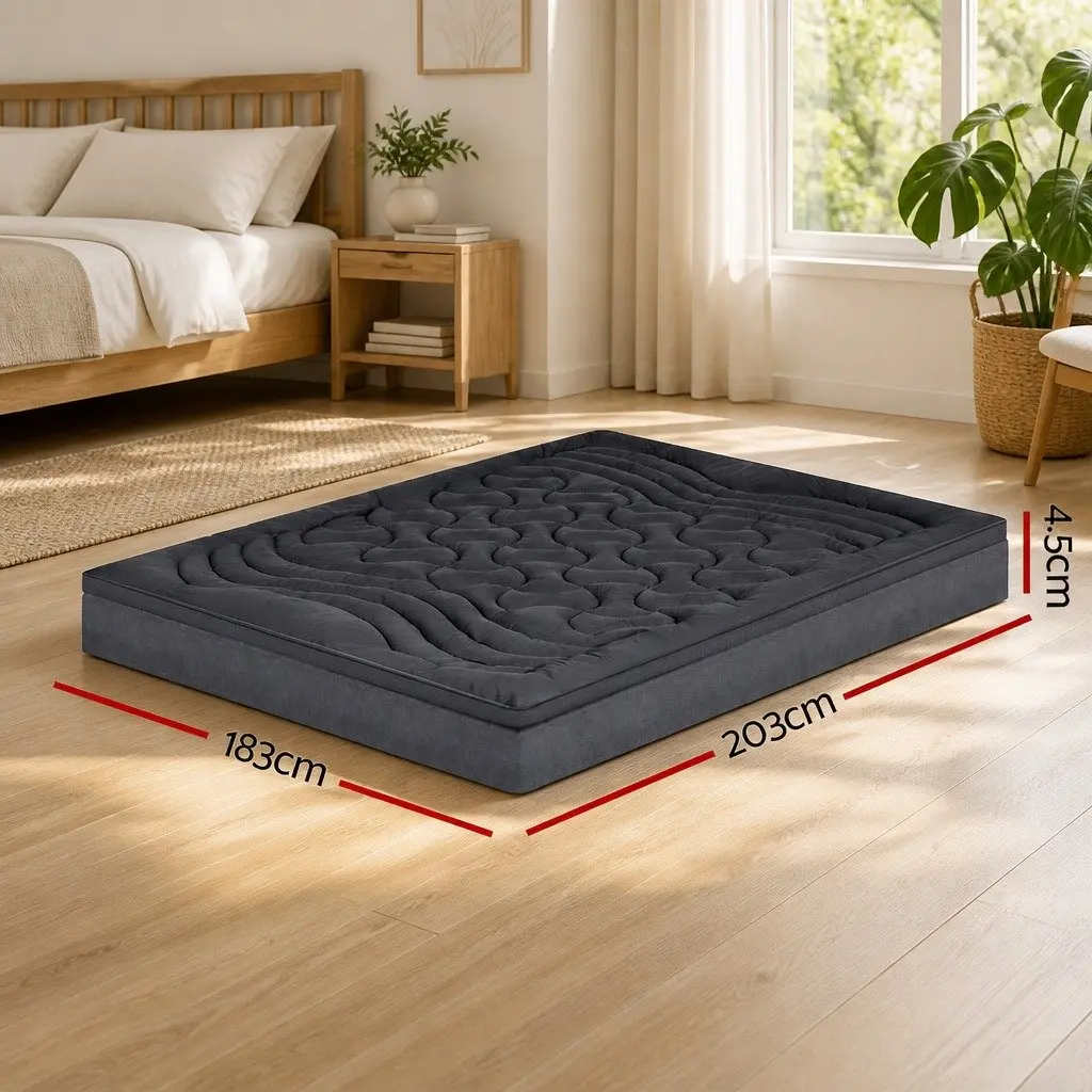 Pillowtop Mattress Topper 3-Zone Comfort King 4.5cm Deep Charcoal