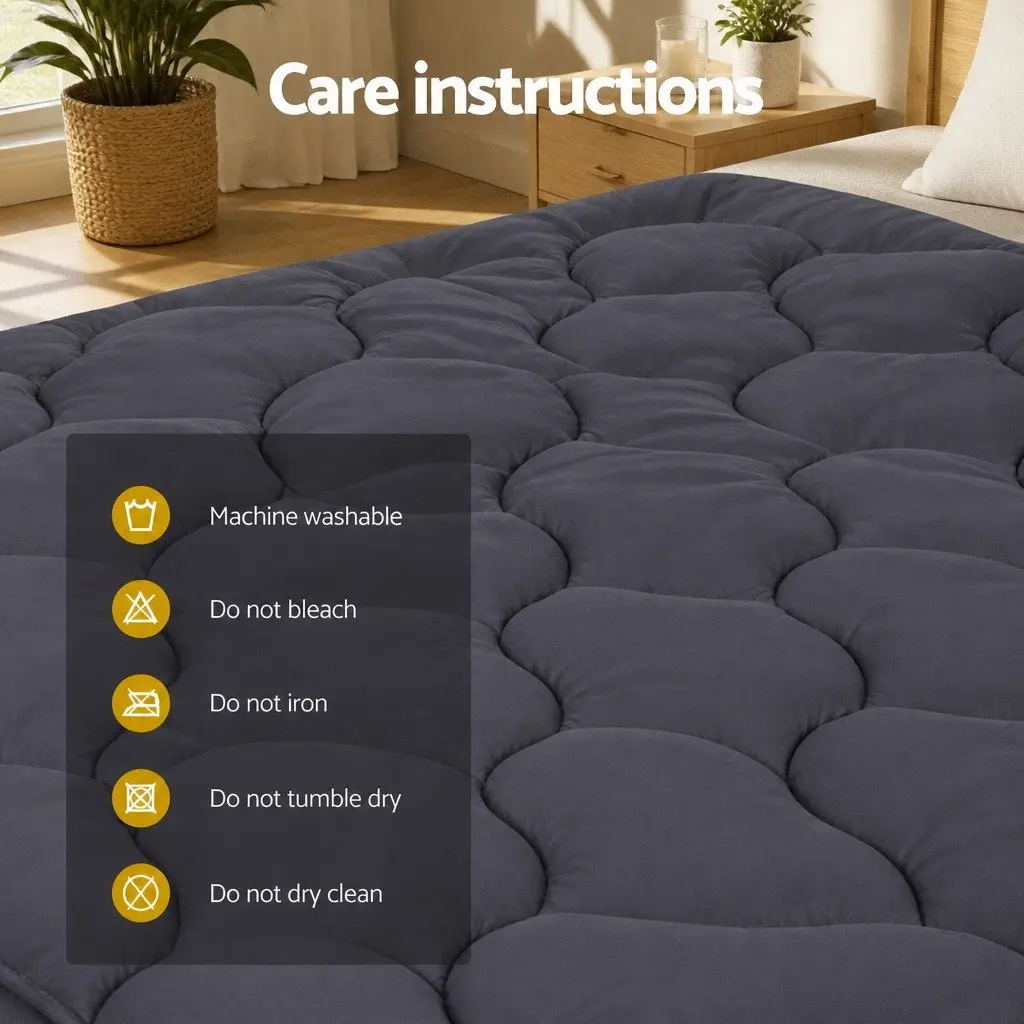 Pillowtop Mattress Topper 3-Zone Comfort King 4.5cm Deep Charcoal