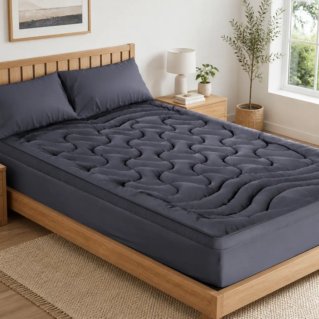3-Zone Pillowtop Mattress Topper King Single 1000GSM Charcoal Washable Deep