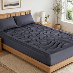 Comfortable King Single Pillowtop Topper, 1000GSM Charcoal