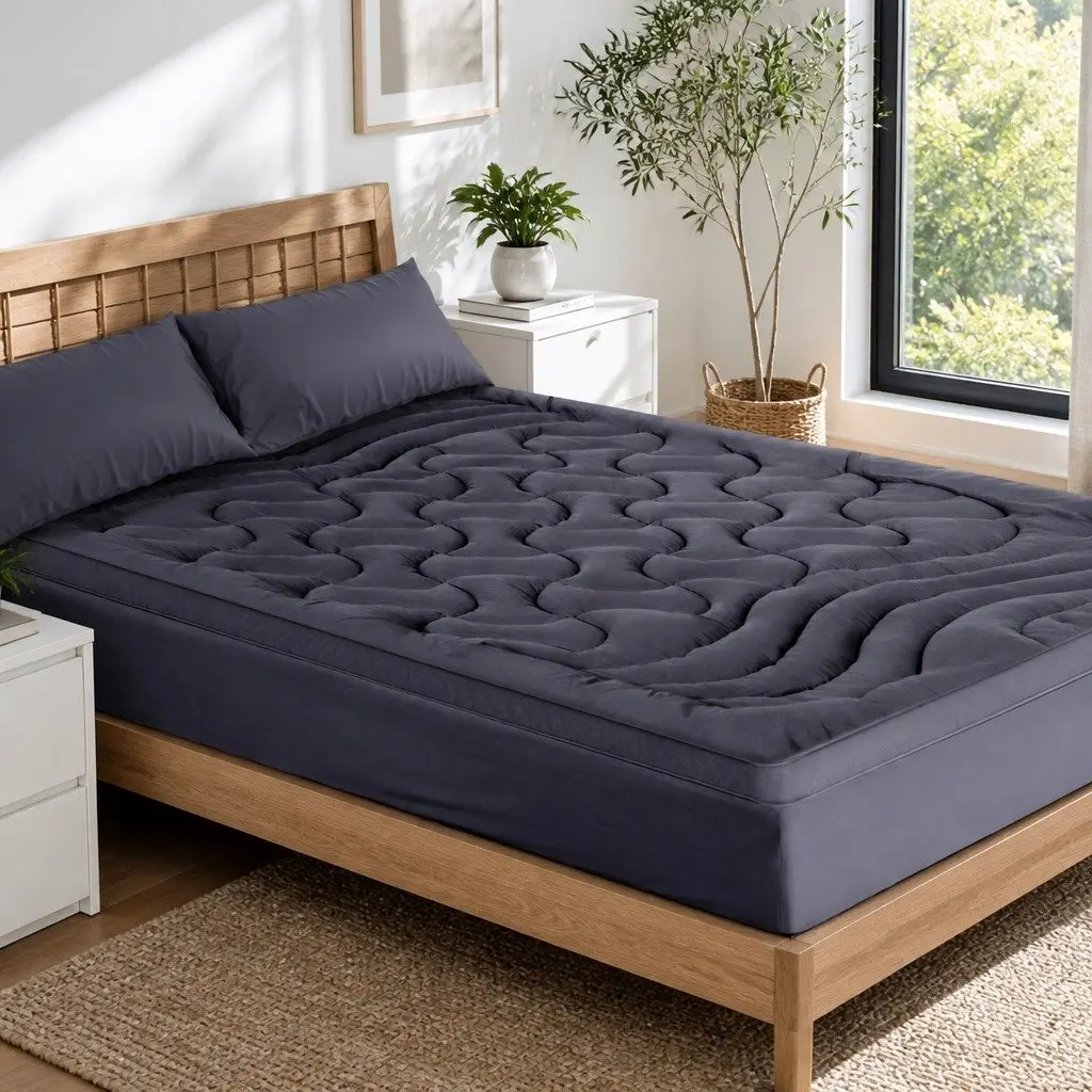 Queen Mattress Topper Pillowtop 1000GSM 3-Zone Comfort Charcoal Deep Pocket 45cm