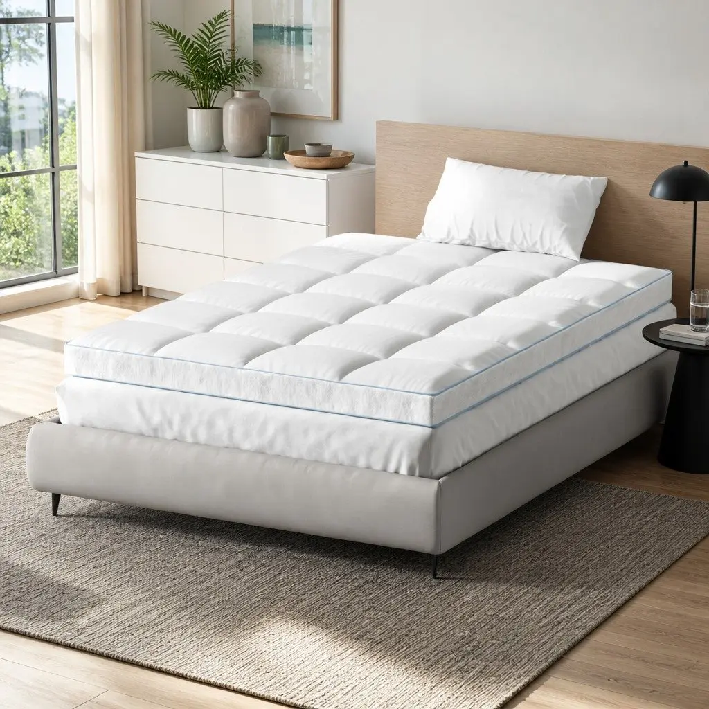 Pillowtop Mattress Topper 10cm Thick Double Bed Pad White Cooling