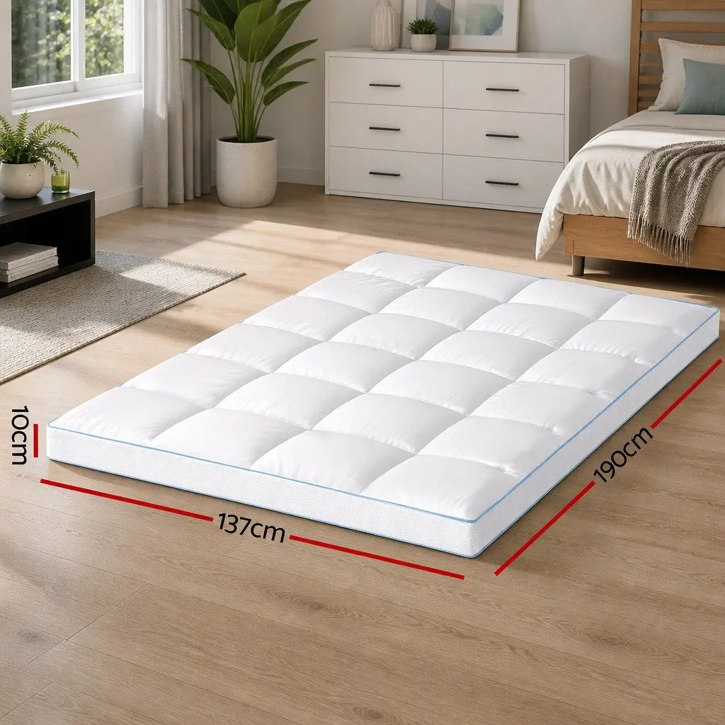 Pillowtop Mattress Topper 10cm Thick Double Bed Pad White Cooling