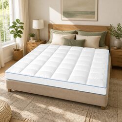 Pillowtop Mattress Topper King 10cm Thick Cooling Bamboo Pad Deep Pocket