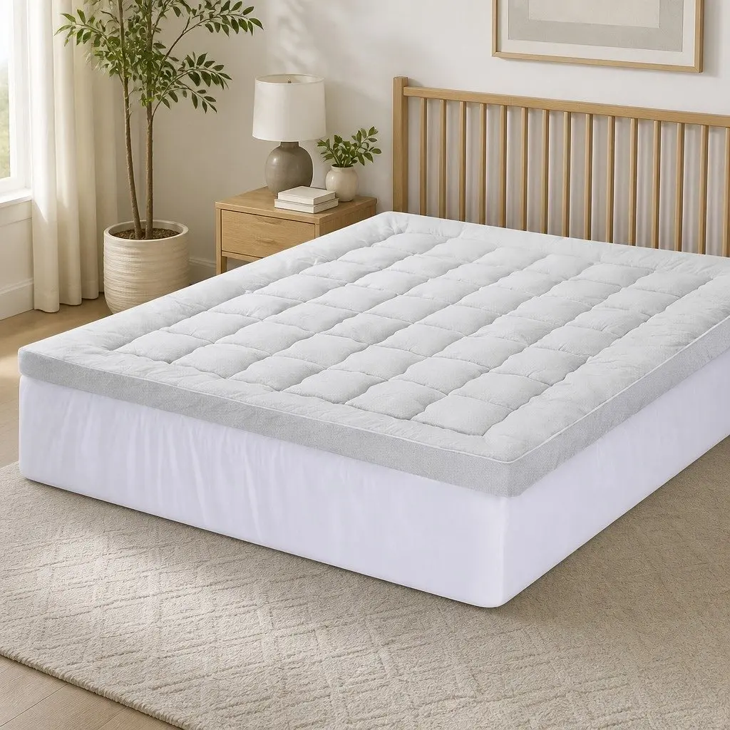 Mattress Topper Pressure Relief King 11cm Thick Bamboo White