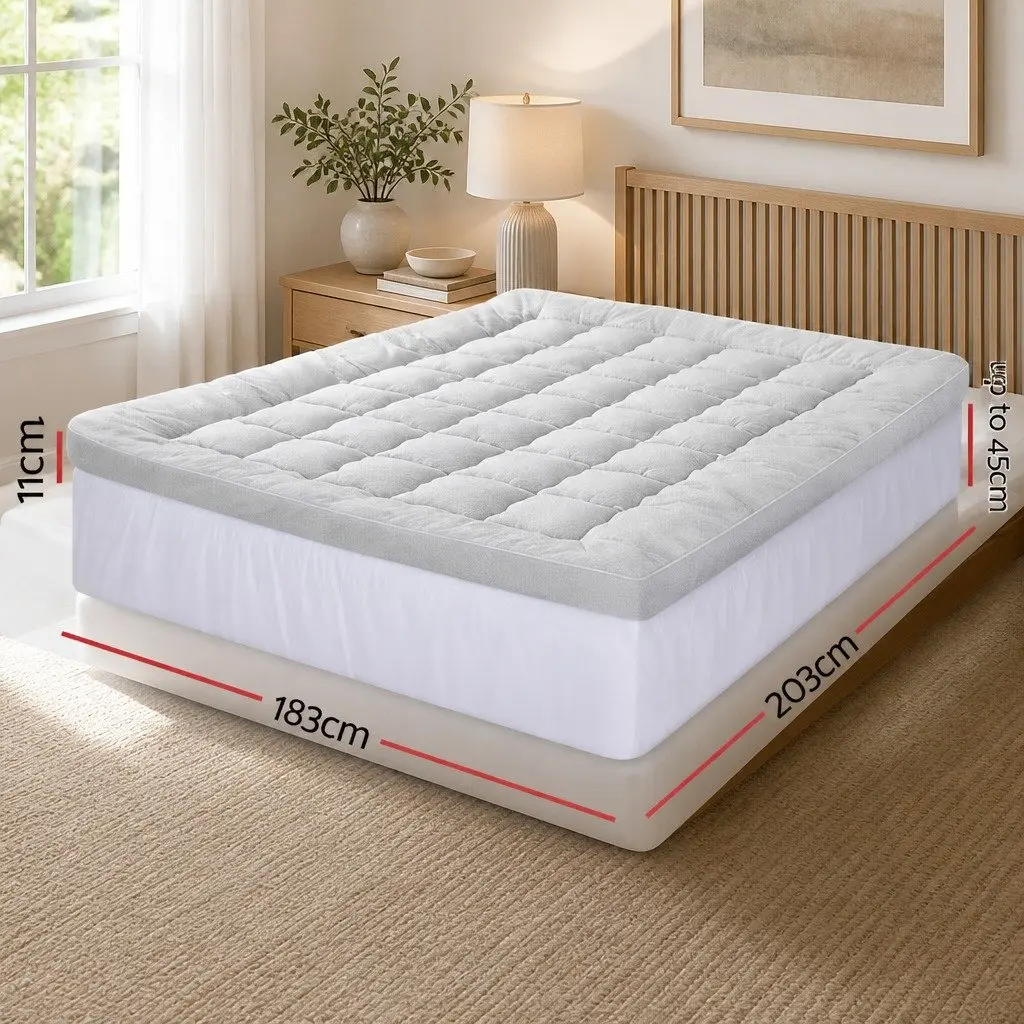 Mattress Topper Pressure Relief King 11cm Thick Bamboo White