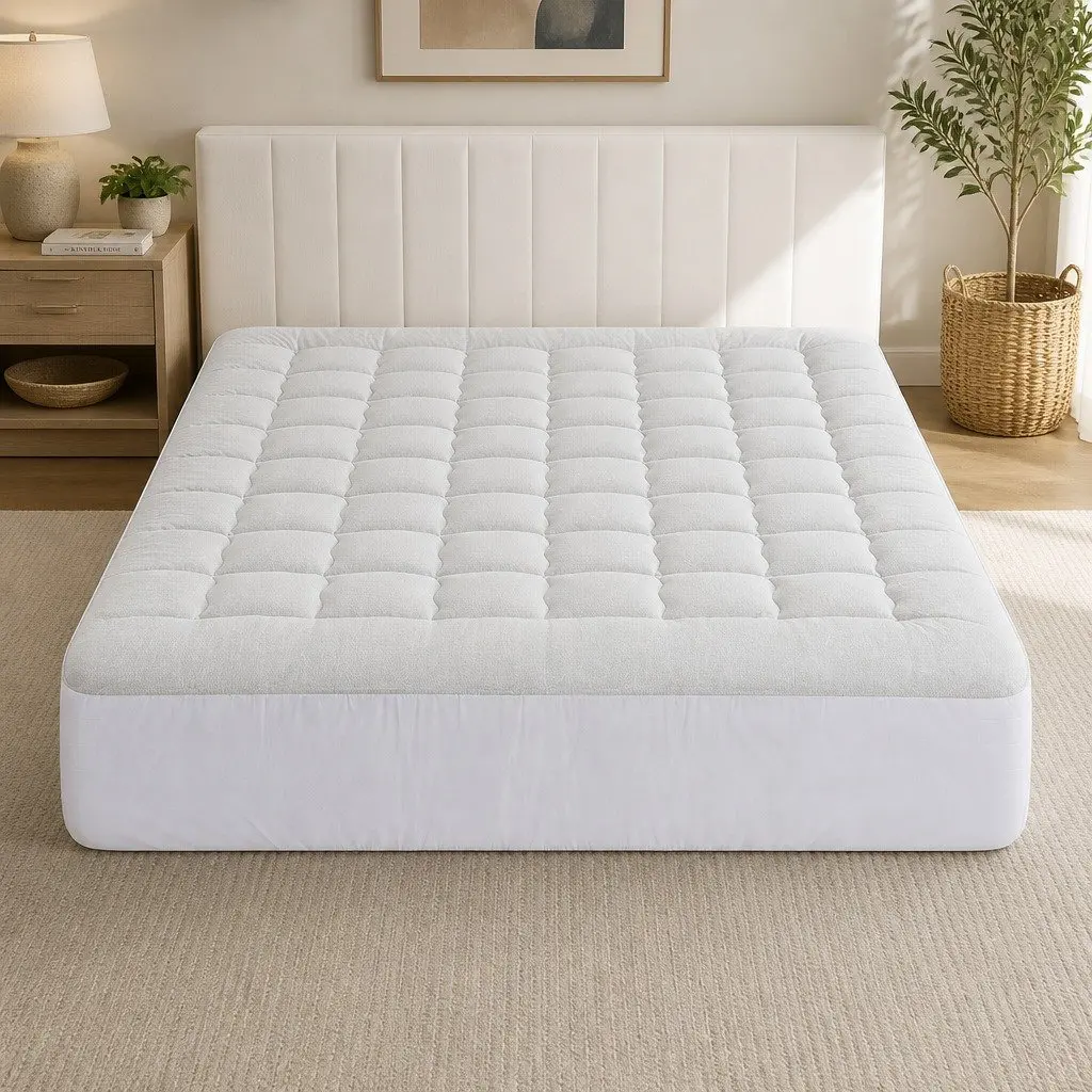Mattress Topper Pressure Relief King 11cm Thick Bamboo White