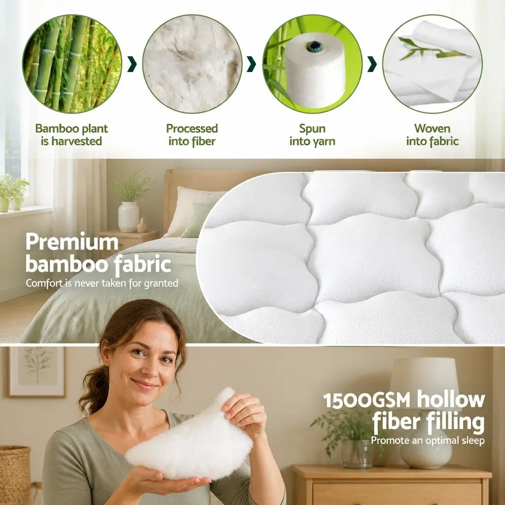 Mattress Topper Pressure Relief King 11cm Thick Bamboo White