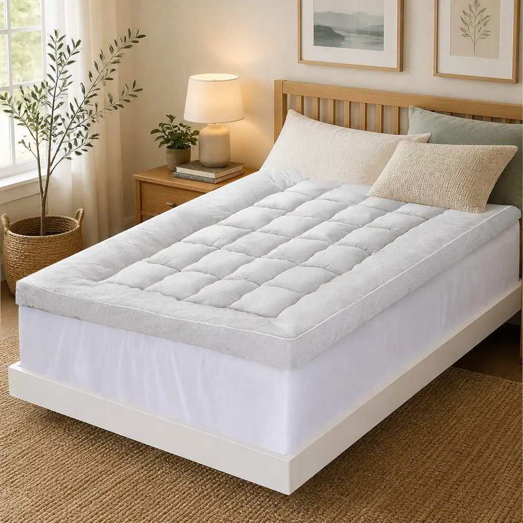 Pillowtop Mattress Topper Single Bed 11cm Thick Bamboo Cover White