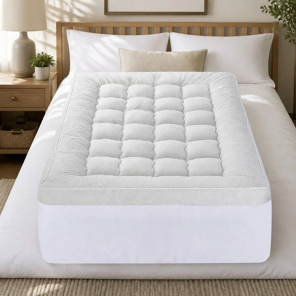 Pillowtop Mattress Topper Single Bed 11cm Thick Bamboo Cover White
