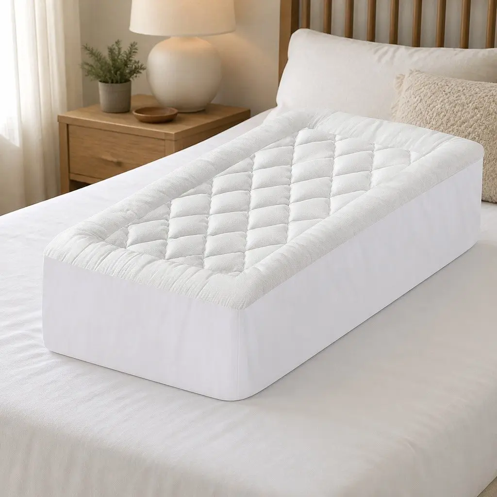 Pillowtop Mattress Topper 5cm Single Bed Bamboo Cooling Pad White Deep Pocket