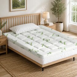 Pillowtop Mattress Topper 7.5cm Thick Double Bed Pad White Bamboo Cover Deep