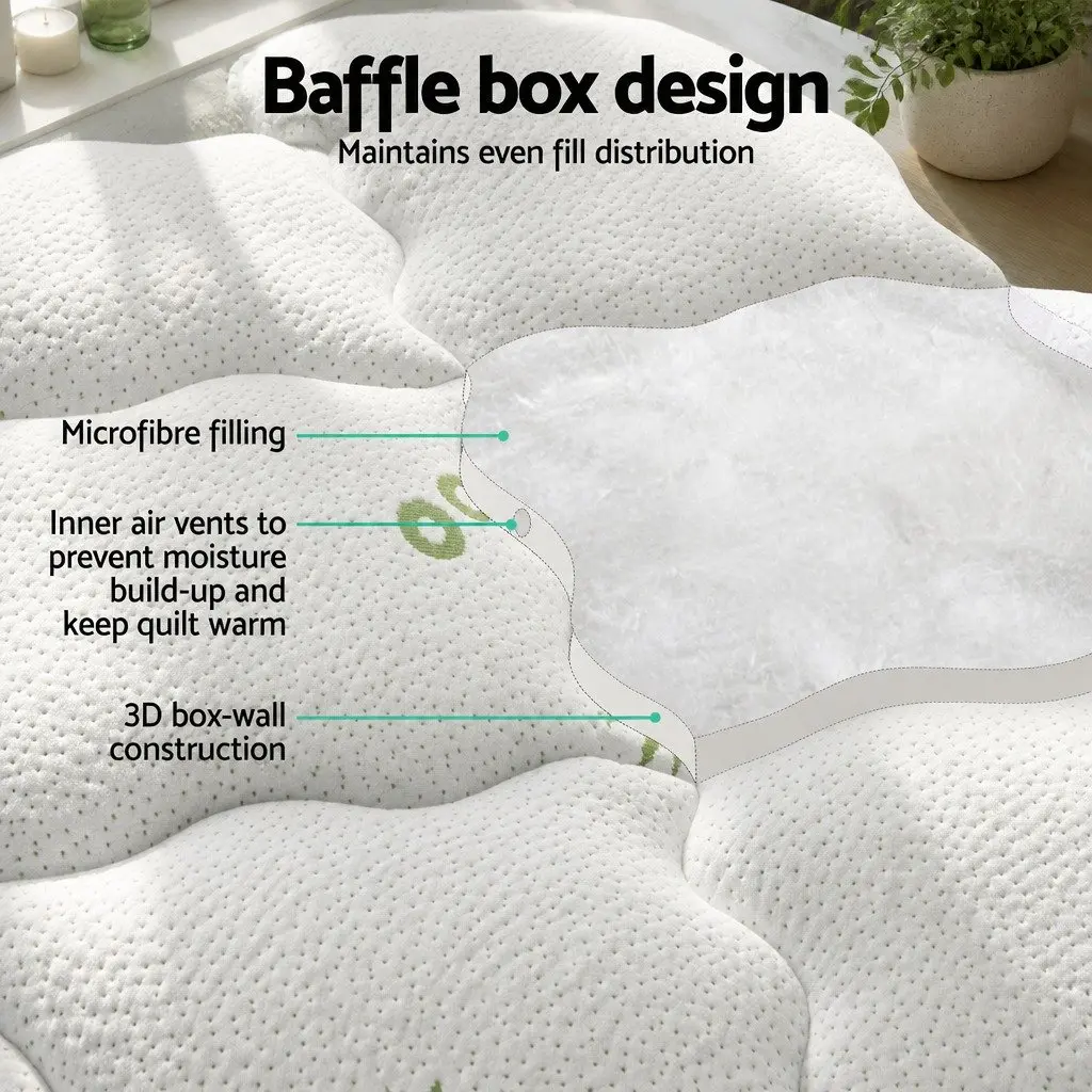 King Mattress Topper Pillowtop 7.5cm Thick Bamboo Cover Washable White