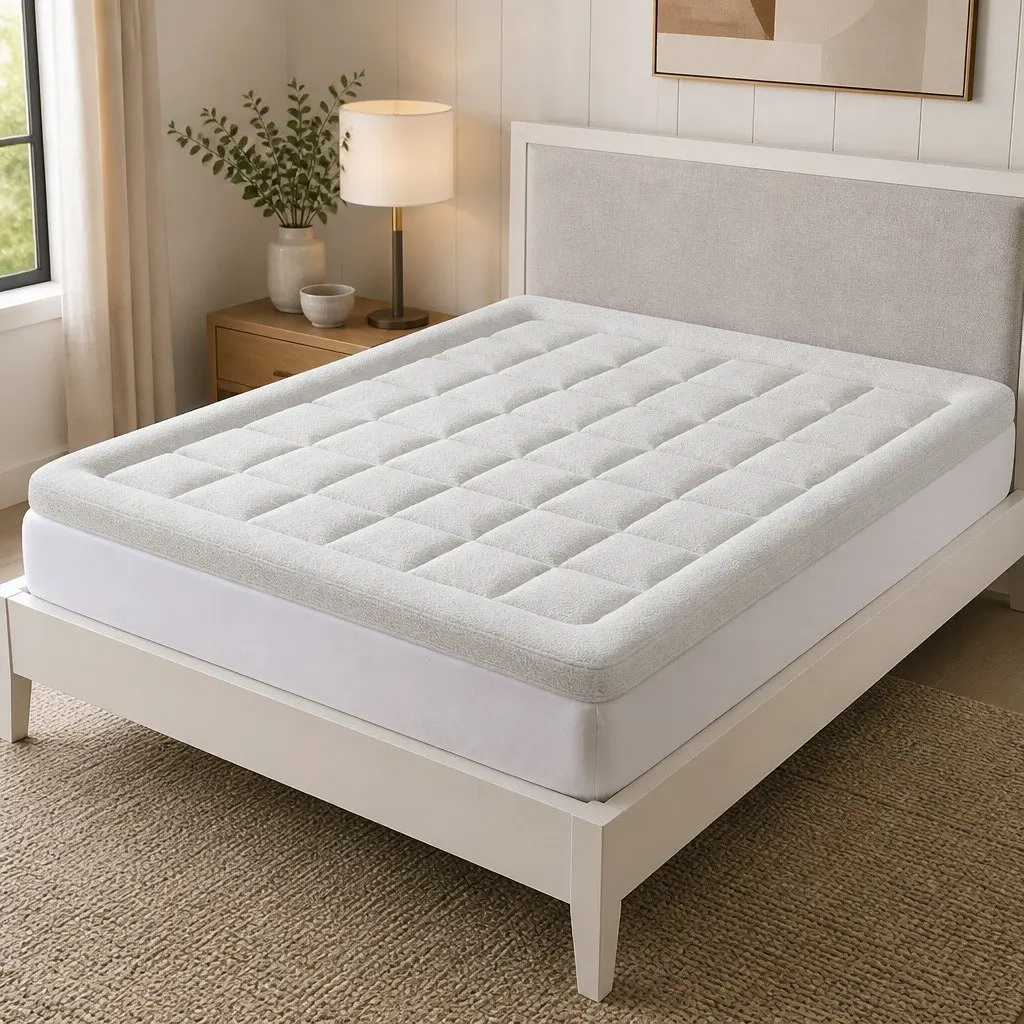King Mattress Topper Pillowtop 7.5cm Thick Bamboo Cover Washable White