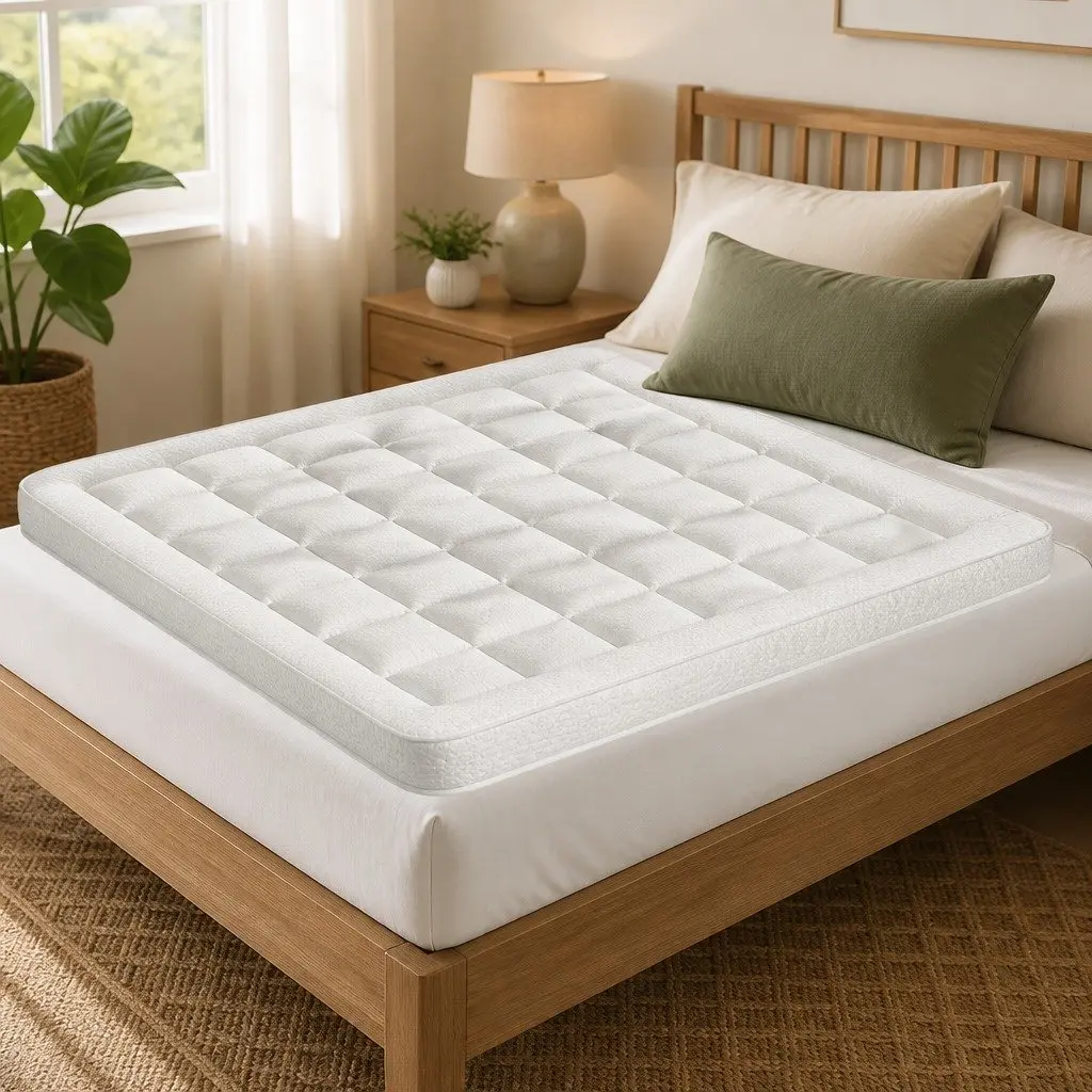 Pillowtop Mattress Topper 7.5cm Thick Queen Bed Protector Bamboo Cover White