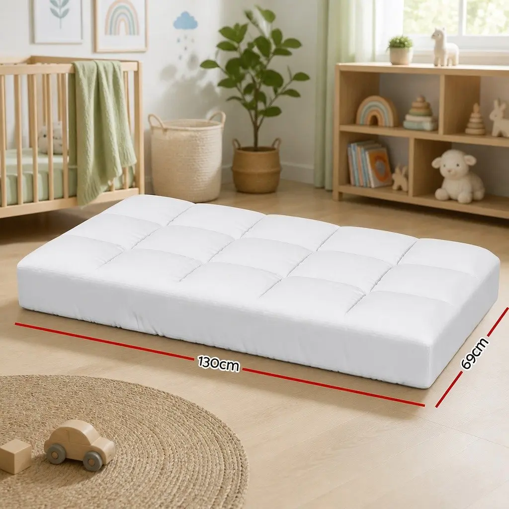 Baby Cot Mattress Topper Pillowtop Pad White Breathable Cooling Sleep Protector