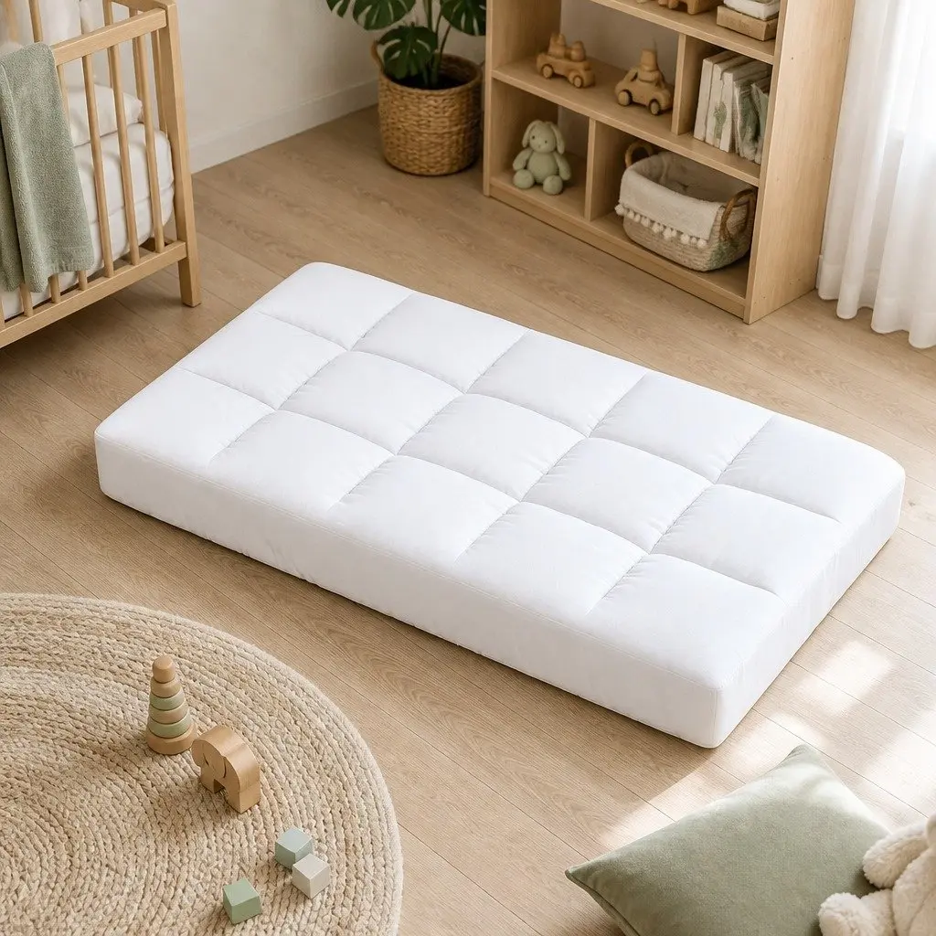 Baby Cot Mattress Topper Pillowtop Pad White Breathable Cooling Sleep Protector