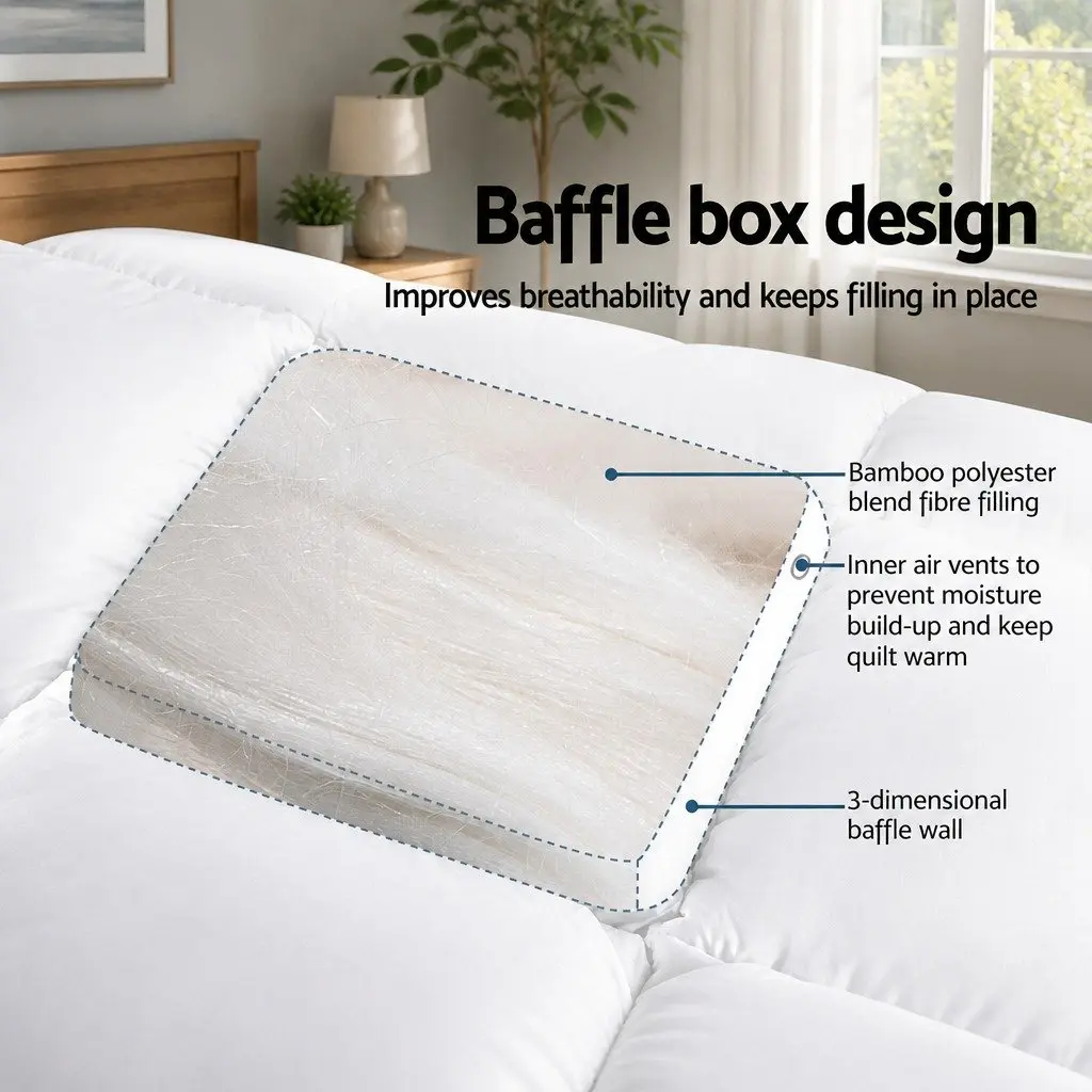 Mattress Topper Bamboo Pillow Top Pad 5cm Thick King Size White