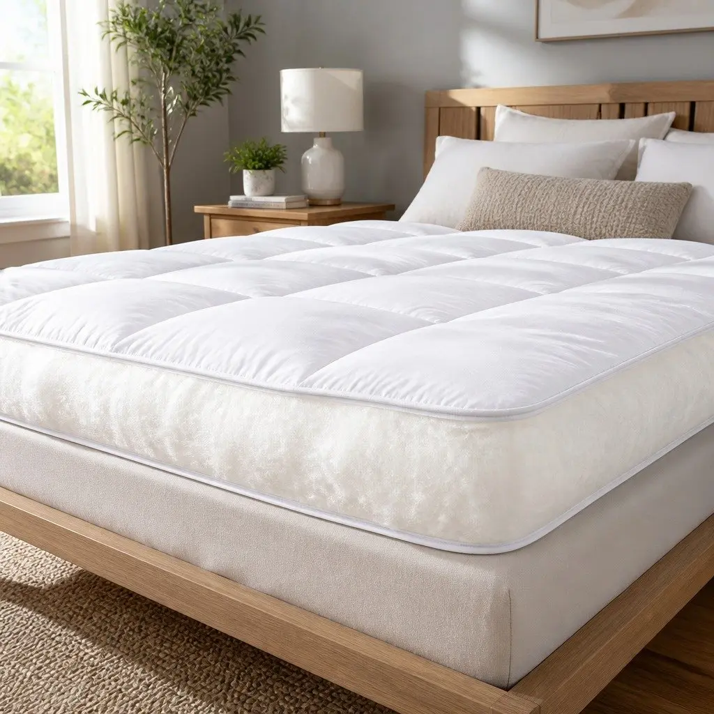Mattress Topper Bamboo Pillow Top Pad 5cm Thick King Size White