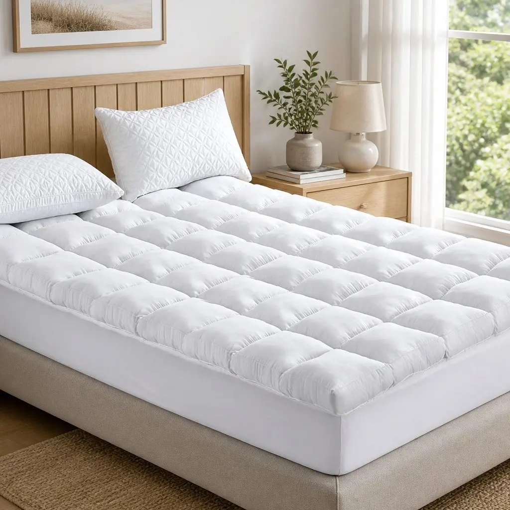 Mattress Topper Pressure Relief 5cm Queen Bamboo White