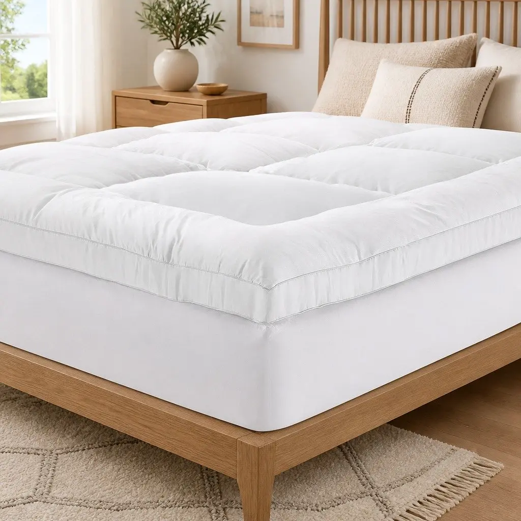 Mattress Topper Pressure Relief 5cm Queen Bamboo White